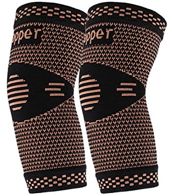 EUTYRG Trainings- und Fitnessarmbänder, Ellenbogenschützer aus Kupfer und Nylon, Kupfer-Ellenbogenmanschette, Kompression für den Sport (Schwarz M)