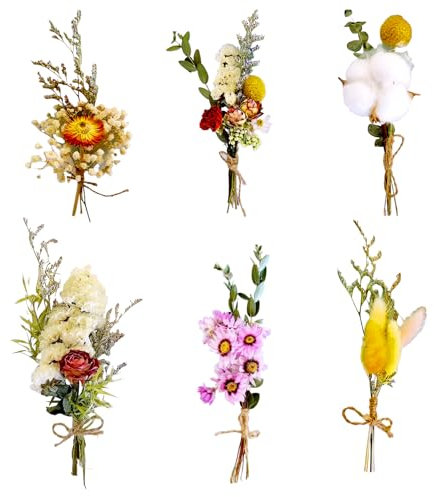 RTRTGS 6 pezzi Fiori Essiccati Decorativi - Piccolo Bouquet Di Fiori Secchi - Mini Bouquet Secchi - Adatto Per Vasi, Artigianato, Corsage, Matrimoni, Decorazione Di Oggetti Fotografici Fai Da Te