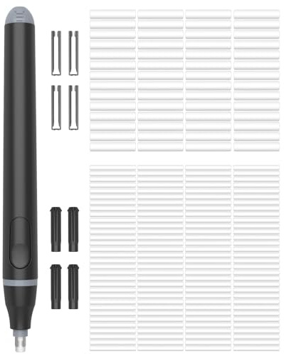 Foyucool Electric Eraser, Battery Operated Automatic Pencil Eraser with 220 Erasers Refills, 2 Erasers Sizes, Comfort Grip Art-Eraser for Drawing, Ideal for Artists, Students, Sketch, Engineers, Black