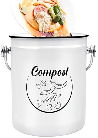 Sghtil Récipient de compost de cuisine, poubelle de compost pour la cuisine | Bac de compost de comptoir de cuisine 5L à couvercle,Collecteur de déchets alimentaires intérieurs résistants à la rouille