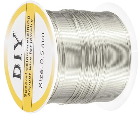 QUARKZMAN 0,5 mm / 24 Gauge koppartråd för smyckestillverkning, silver