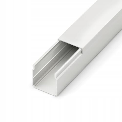 Conduit de câbles en PVC 40 x 40 mm, longueur totale 2 m, avec couvercle, blanc
