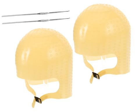 Veemoon Gorro De Silicona Para Mechas 2 Unidades Tamaño Alto Reutilizable Para Mujer Salón Peluquería Con Agujas Para Destacar y Teñir El Cabello De Piel