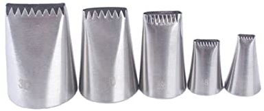LOORGVEL Set 5 Pezzi Beccucci per Decorare Torte in Acciaio Inossidabile Argento 5 Forme Diverse, Accessori per Cupcake, Dolci, Utensili da Forno Professionali Principianti