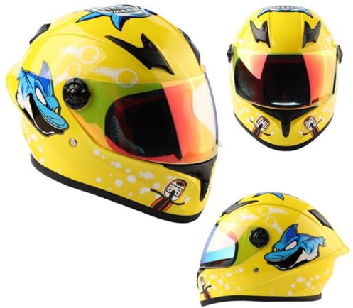 Casco Integral para Moto Infantil con Visera para Niños Y Niñas De 3 A 10 Años, Homologado Según La Norma ECE 22.06 H,S/(47~48cm)