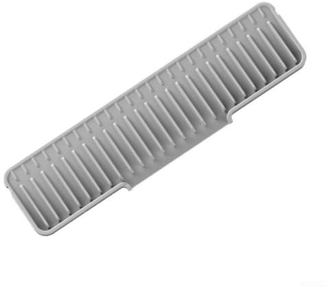 Silicone Sink Mat, Kitchen Drainage Drying Mat Anti-Splash Grey & White, Protects Countertop for Dishes, Cups, and Cutlery(Grey - 35 * 6CM)