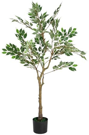 51” Artificial Ficus Tree in Pot, Compact Yet Full Faux Tree Perfect for Apartment Living Room, Office Corner or Bedside, Realistic & Versatile