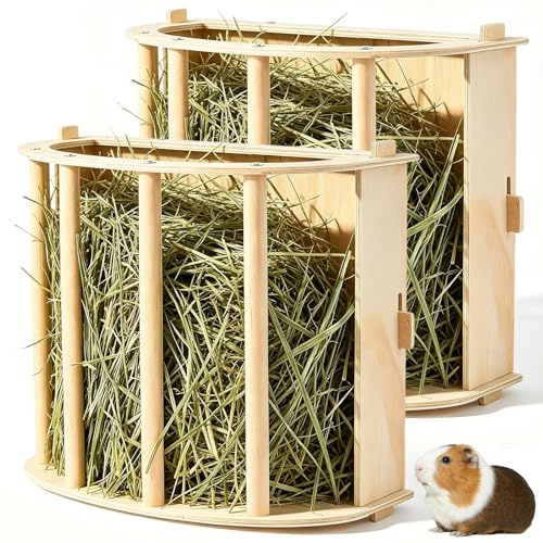 2 st Heuraufe Kanin Trä Heuraufe 25 x 18,8 x 13 cm Foderdispenser Foderställ för Marsvin, Kaniner, Chinchilla, Hamster, Smådjur Tillbehör