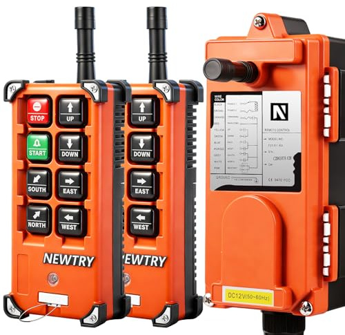 NEWTRY 24V Control Remoto de grúa inalámbrica, transmisores Dobles para polipasto Industrial, grúa Puente - F21E1B (transmisor * 2 + Receptor AC&DC 24V)