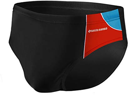sesto senso Badbyxor för män trosor badbyxor badmode simning shorts, Svart röd blå vit – Db 402, XXL