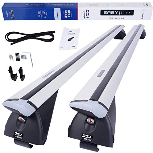 DGH SYSTEM Kompletter Aluminium-Dachträger Relingträger Easy Line Advanced 135 cm kompatibel mit Audi e-tron SUV 2019-2023 mit geschlossener Dachreling, abschließbar, Nutzlast 90 kg