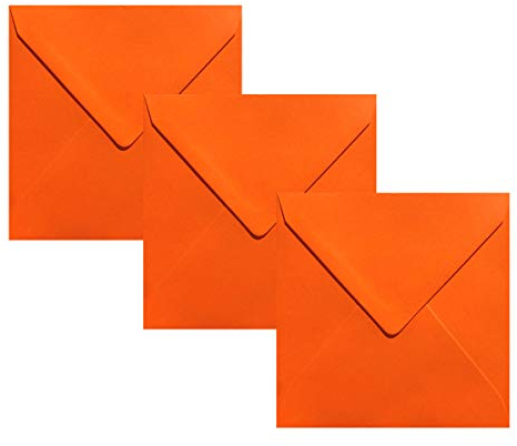 Paper24 Quadratische Briefumschläge 110 x 110 mm,120 g/qm, für Einladungen und Gutscheine, 50 Umschläge Orange