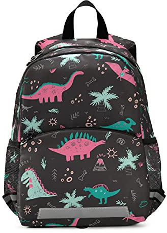 ALAZA Cute Dinosaur Toddler Backpack for Boys Girls,Vector Childish Dinosaurs Kid's Backpack,Kindergarten Children Bag Preschool Nursery Travel Bag Daycare Bag with Safety Leash