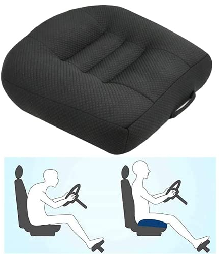 Sitzerhöhung für Auto, Erwachsene, Erhöhung des Autositzes, für Entlastung und Komfort mit atmungsaktivem Netz, erhöht das Sichtfeld um 12 cm (schwarz)