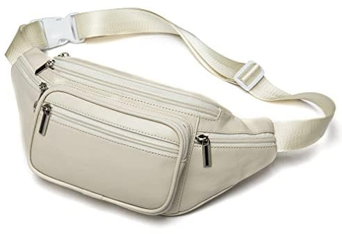 Gürteltasche aus Leder für Herren und Damen, Outdoor, Reisen, Wandern, Camping, Wandern, Laufen, Hüftgürtel, schlanke Handy-Geldbörse, Geldbörse, Beige