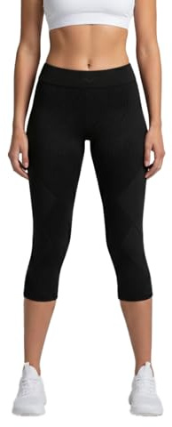 PRS Leggings Sportivi Donna, Leggins Vita Alta 3/4, Pantaloni Trekking Donna per Escursionismo e Outdoor, Neri (M-L)