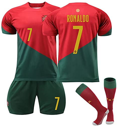 Al Nassr FC Maillot Foot Enfant et Adultes Nouveaux Maillots #7 Home/Away Soccer Jersey, Ensemble Football Homme Garçon Vêtement Sport Tshirt, Shorts et Chaussette Set
