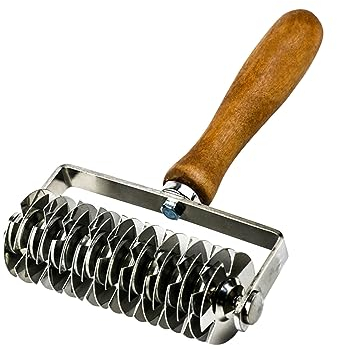 Qivine Rullo per Pasticceria e Reticolo, Taglierina a Rullo per Impasto con Manico in Legno, Tagliapasta a Reticolo, Facile da Pulire, Rotella Tagliapasta per Biscotti, Torte, Pane