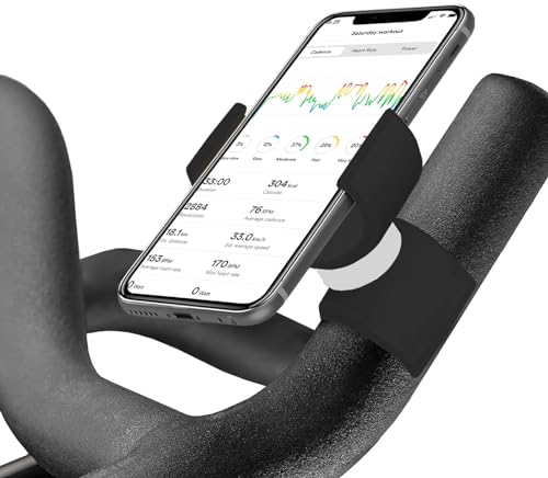 Renimove Soporte movil Bicicleta estatica Compatible con Smartphones hasta 7.5 de Pantalla diseño Universal facil Instalacion Agarre Seguro y Estable rotación 360° para una Vision Optima (Negro)
