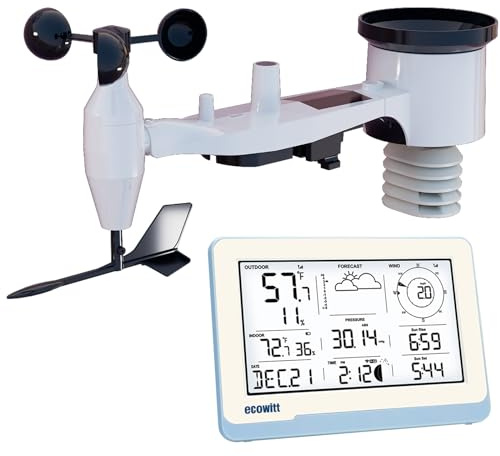 ECOWITT Weather Stations with Outdoor Sensor WS3800,7 in 1 Solar Power Wifi Home Weather Station Unit WS69, 7.5 inch Garden Wireless Indoor LCD Console, IOT Intelligent Linkage Control