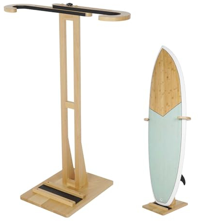 JUSTOOP Surfbrett-Ständer, stabile Surfbrett-Racks stehend mit bodenstehendem Design, Ständer für Shortboard und Longboard, Buchenholz, 1 Stück