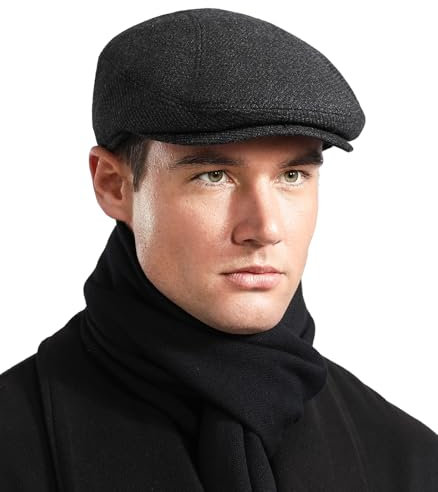 Comilaka Herren Schiebermütze Barret Cap Gatsby Schirmmütze Einstellbar Newsboy Cap Baskenmütze Herbst Winter 55-59cm