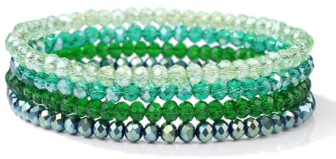 WEIZAIJY Bracelets Superposables 4 Pièces Perles Irisées Facettées Élégants Ajustables Cadeau pour Femme Fille