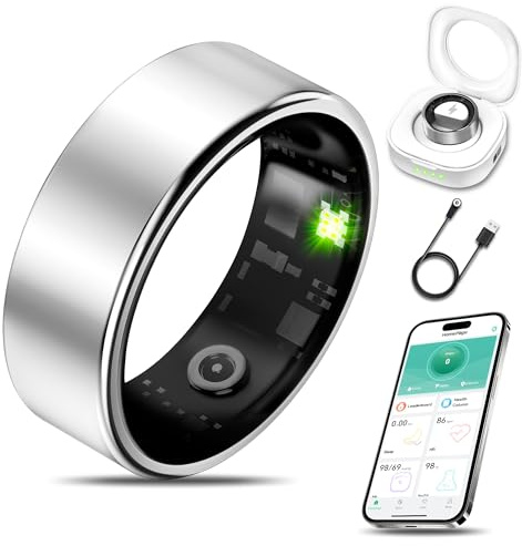 Anillo inteligente de salud para mujeres y hombres, rastreador de fitness con frecuencia cardíaca, oxígeno en sangre, presión arterial, monitoreo del sueño, contador de pasos, impermeable IP68 para