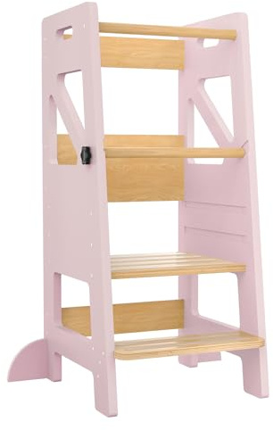 HENGMEI Torre de aprendizaje de madera Montessori Torre de aprendizaje Torre de aprendizaje Torre de aprendizaje de 3 niveles de altura ajustable, ayudante de cocina para niños con superficie