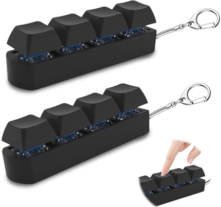 2Pcs Keyboard Fidget Toy, Fidget Toys, Quality and Built to Last, Clicky Fidgets Toy, Portable Fidgets Keyboard 4 Buttons with Keychain, Fashional Functional Gifts for Adults and Kids (Black Clicky)