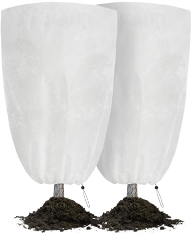 Velway Cappuccio Protezione Piante 120×180 cm 80 g/m² Copertura Antigelo in Tessuto Non Tessuto con Cerniera e Coulisse, Protezione Invernale Riutilizzabile Contro Freddo, Vento e Neve, 2 Pezzi