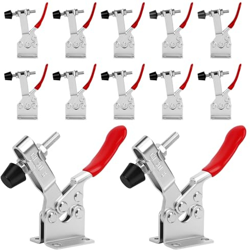 12 Pezzi Morsetto a Leva Rapido GH-201-B, Toggle Morsetto 90 kg Metallo Orizzontale Sgancio Rapido, per Lavorazione del Legno, Saldatura, Macchinari, Prodotti Fatti a Mano