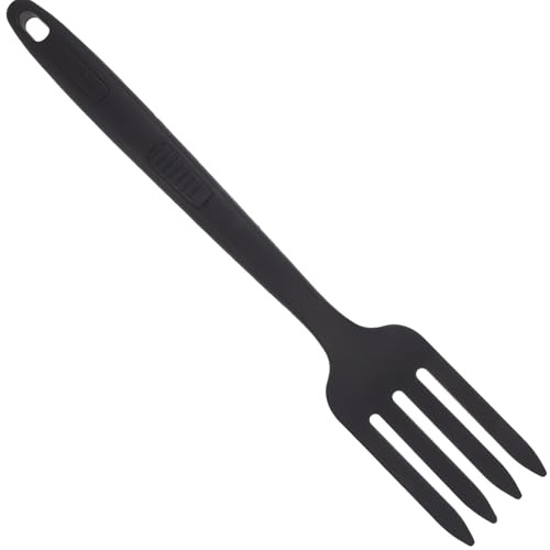 EPIGEIST Forchettone da Cucina in Silicone Nero Antiscottatura per Spaghetti e Insalate Utensile Non Stick per Servire e Mescolare Piatti in Cucina