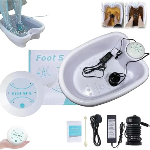 Baño de pies iónico,masajeador de pies con agua,Incluye lavabo,Alivia la fatiga, apto para uso doméstico y en pediluvios(Blanco)
