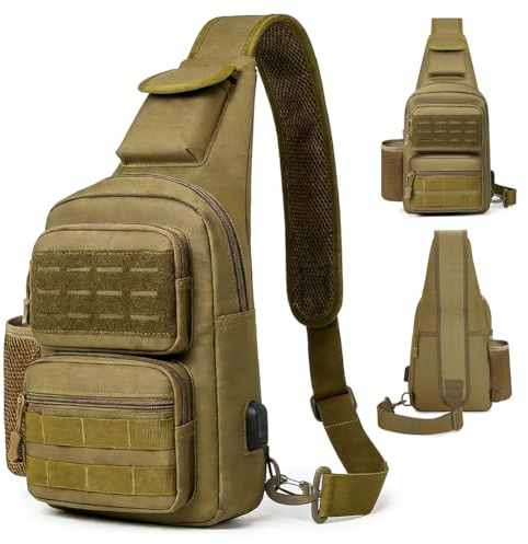 FARYODI Sac de poitrine tactique pour homme - Sac de poitrine - Petit sac à bandoulière militaire - Sac à dos tactique - Sac à bandoulière pour tous les jours, les voyages, la randonnée, le camping