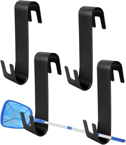 GIONAR 4 unidades de soporte para red de aterrizaje para piscina, accesorios de piscina, soporte para recogehojas – Gancho ajustable para valla de piscina para barras telescópicas, skimmer, accesorios