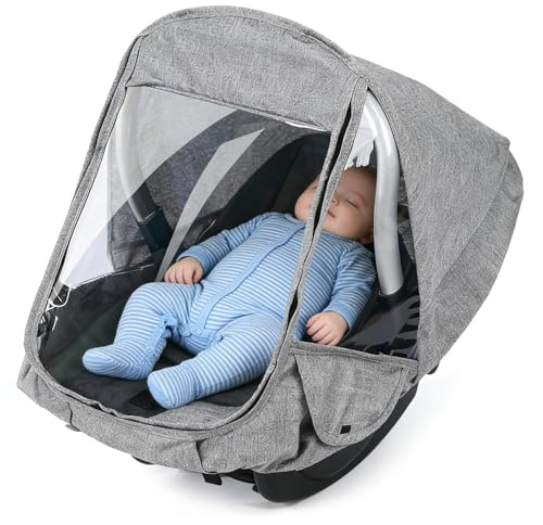 LIUYIDM Barnvagn Regnskydd Universal Dubbel Dragkedja Regnskydd Universal Vindtät och Vattentät Barnvagn Regnöverdrag med Ventilationshål för Bilbarnstolar