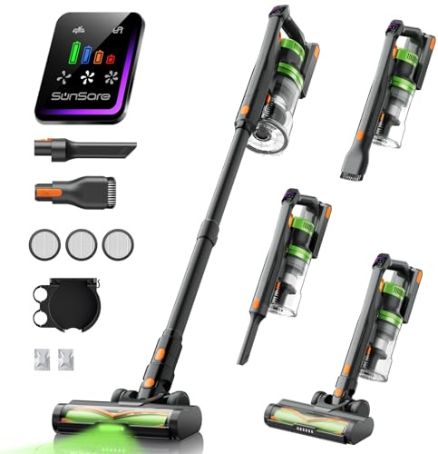SunSare Cordless Vacuum Cleaner, 55KPa 650W 70Mins Vacuum Cleaner for Home, V-Anti-Tangle Stick Vacuum with Scented Tablet, Upgraded dust Emptying Cup, Vacuum Cordless for Pet Hair/Carpet/Floors