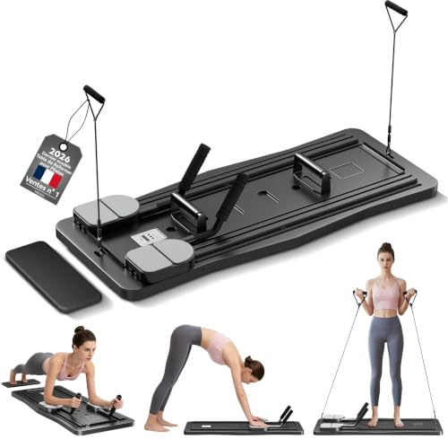 Pilates Reformer, Pilates Board Pliable,La Roue Abdominale Push-up rebondit automatiquement Minuterie,Planche Abdominale Pilates Multifonction pour la Maison et la Salle de Sport