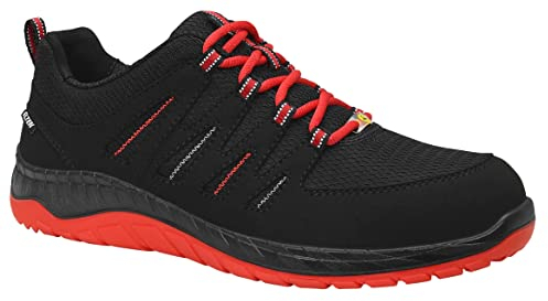 ELTEN Sicherheitsschuhe Maddox Black-red Low ESD S3S, Damen und Herren, Textil, Stahlkappe, leicht, sportlich 42, Schwarz-Rot