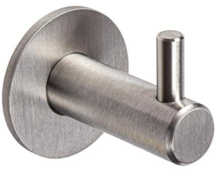 Gedotec Design Garderobenhaken Edelstahl Kleiderhaken einzeln - HOLY | Handtuchhaken mit Einzelhaken | Wandhaken zum Schrauben | 1 Stück Mantel-Haken silber matt gebürstet inkl. Befestigungsmaterial