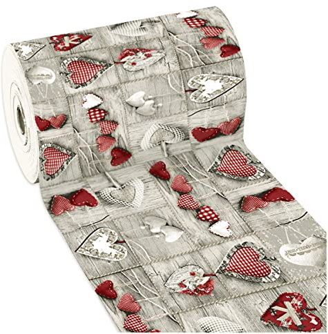 emmevi Tappeto Cucina Shabby Chic Antimacchia Retro Antiscivolo Passatoia Varie Misure Multiuso Bagno Cuori mod.MENDY dis.7 50x300