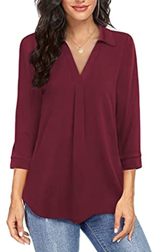 YOOJIA Femme Allaitement Vetement Grossesse Chemise Carreaux Femme Enceinte T-Shirt à Manche Longue Printemps Automne Haut de Pyjama Maternité T Shirt Grossesse Tunique Blouse Burgundy G XXL