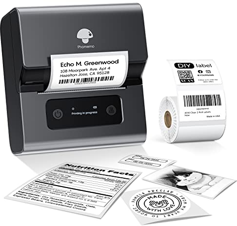 Phomemo M221 Etikettendrucker, 3 Zoll Bluetooth Beschriftungsgerät Selbstklebend Upgrade Label Printer Labeldrucker für Barcode, Zuhause, Büro, Kleine Unternehmen, für Android & iOS - Schwarz
