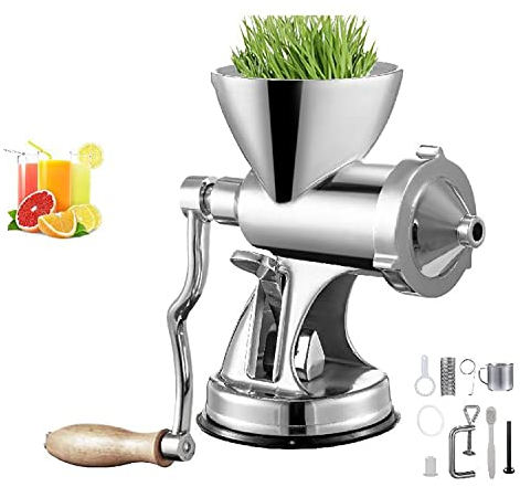DISHENGZHEN Exprimidor y Molinillo Manual de Hierba de Trigo, máquina exprimidora de Acero Inoxidable con barrena Espiral Larga para Jengibre, Manzana, UVA, Uso doméstico.