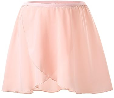boruizhen Ballett Wickelrock Tanz Rock Chiffon Ballettrock Mädchen Mit Dehnbarem Taillenband für Kinder und Damen Rosa S