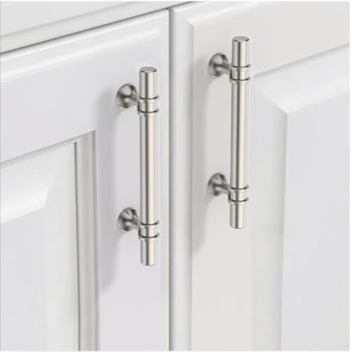 9BUILD 10 Stück Schrankgriffe Gebürsteter Nickel Lochabstand 96mm Griffe für Küchenschränke Gerändelte Möbelgriffe Küchengriffe griffe möbel Küchenschrank Schranktürgriffe EU0044