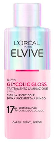 L'Oréal Paris Elvive Trattamento Laminazione 5 min, Per Capelli Spenti e Porosi, Capelli Setosi, Con Acido Glicolico, Senza solfati, Glycolic Gloss, 200 ml