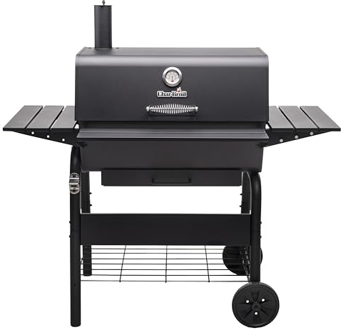 Char-Broil Barbacoa a Carbón L - Rejilla ajustable para carbón, extensible para formar un ahumador offset - Óptimo para cocinar al aire libre, jardín y patio