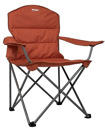 Vango Goliath X-Large Padded Camping Chair for Adults [Amazon Exclusive], Extra Wide Seat with Insulated Drinks Holder, Folding Garden Chair for Outdoors, Fishing, Beach, Red